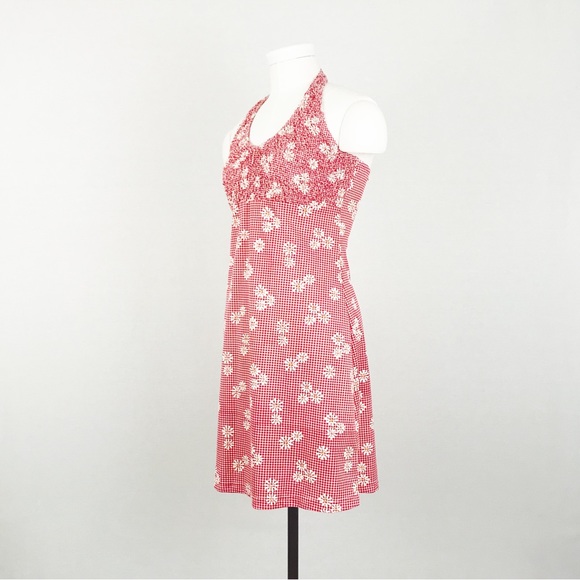 Vintage Smocked Gingham Halter Dress | Size M - Picture 3 of 10